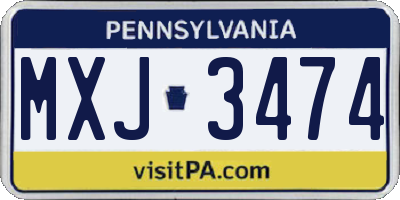 PA license plate MXJ3474