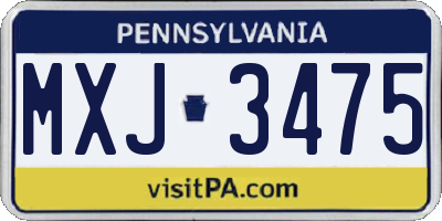 PA license plate MXJ3475
