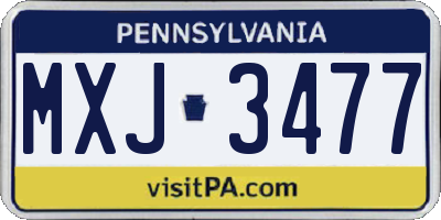 PA license plate MXJ3477