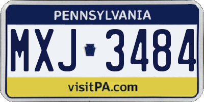 PA license plate MXJ3484