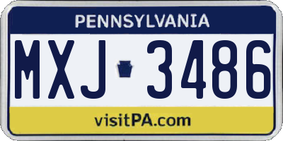 PA license plate MXJ3486