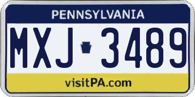 PA license plate MXJ3489