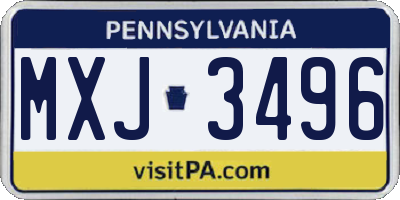 PA license plate MXJ3496