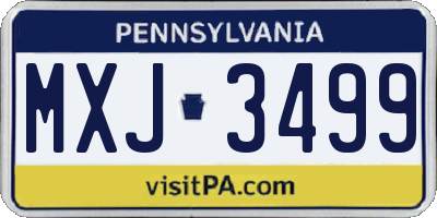 PA license plate MXJ3499