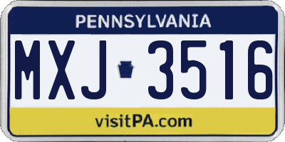 PA license plate MXJ3516