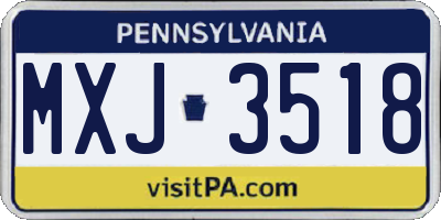 PA license plate MXJ3518