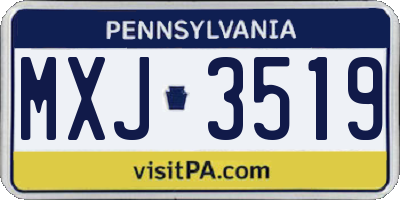 PA license plate MXJ3519