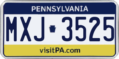 PA license plate MXJ3525