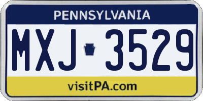 PA license plate MXJ3529