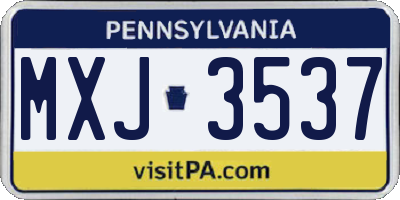 PA license plate MXJ3537