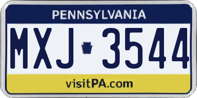 PA license plate MXJ3544