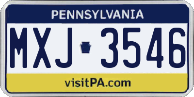 PA license plate MXJ3546