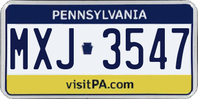 PA license plate MXJ3547