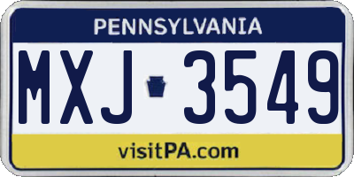 PA license plate MXJ3549