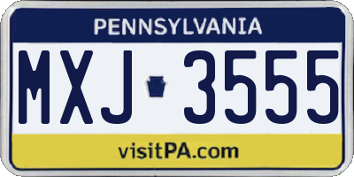 PA license plate MXJ3555