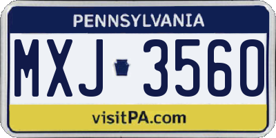 PA license plate MXJ3560