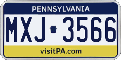 PA license plate MXJ3566