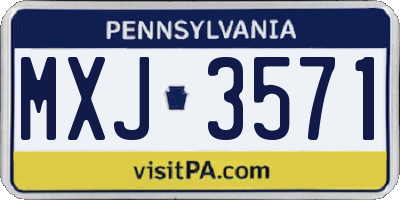 PA license plate MXJ3571