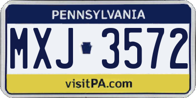 PA license plate MXJ3572