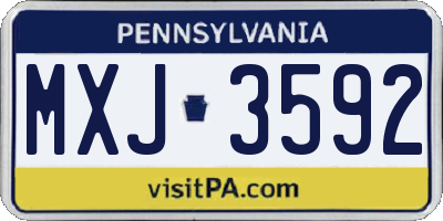 PA license plate MXJ3592