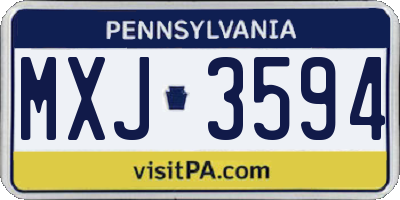 PA license plate MXJ3594