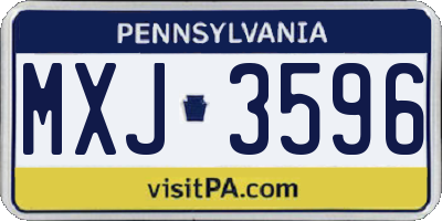 PA license plate MXJ3596