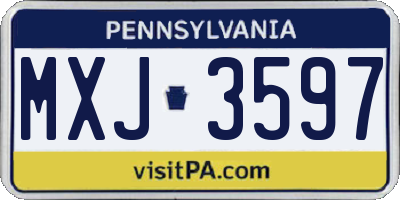 PA license plate MXJ3597