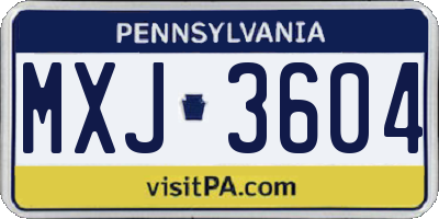 PA license plate MXJ3604