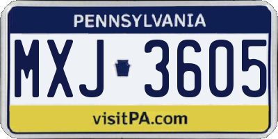 PA license plate MXJ3605