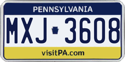 PA license plate MXJ3608