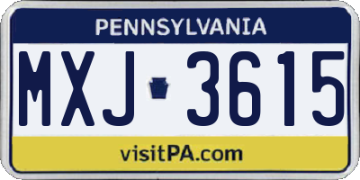 PA license plate MXJ3615