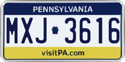 PA license plate MXJ3616