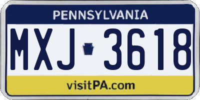 PA license plate MXJ3618