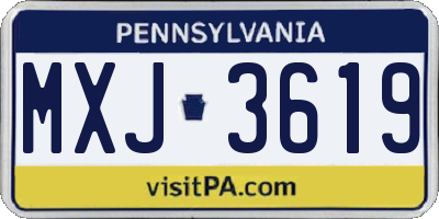 PA license plate MXJ3619
