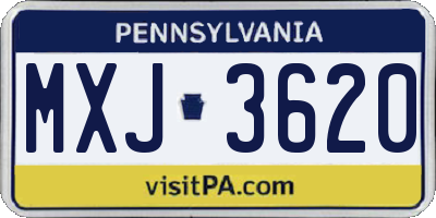 PA license plate MXJ3620