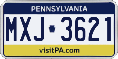 PA license plate MXJ3621
