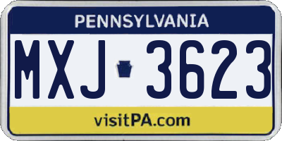 PA license plate MXJ3623