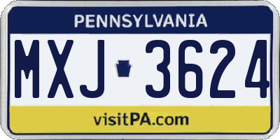 PA license plate MXJ3624