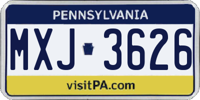 PA license plate MXJ3626