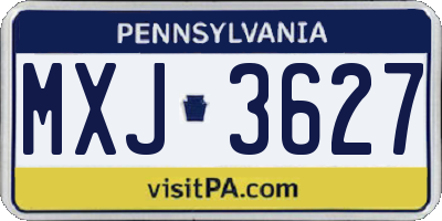PA license plate MXJ3627