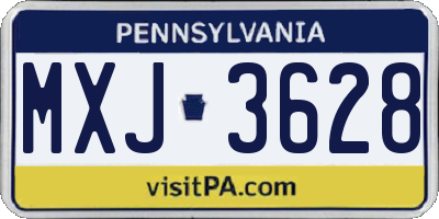 PA license plate MXJ3628