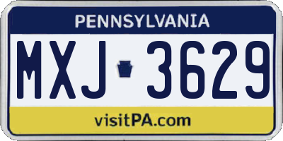 PA license plate MXJ3629