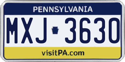PA license plate MXJ3630