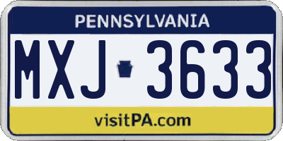 PA license plate MXJ3633