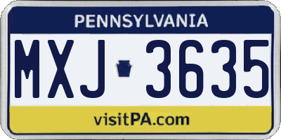 PA license plate MXJ3635