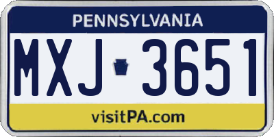 PA license plate MXJ3651