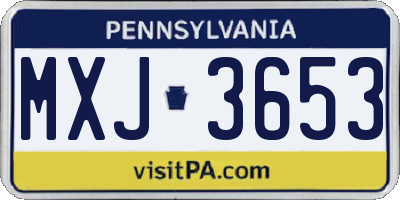 PA license plate MXJ3653