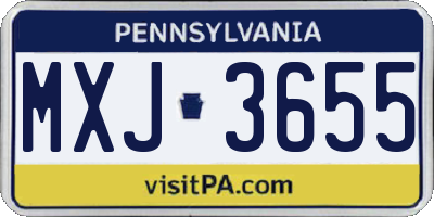 PA license plate MXJ3655