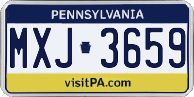 PA license plate MXJ3659
