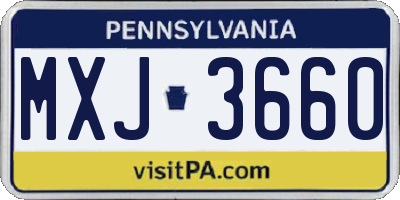 PA license plate MXJ3660